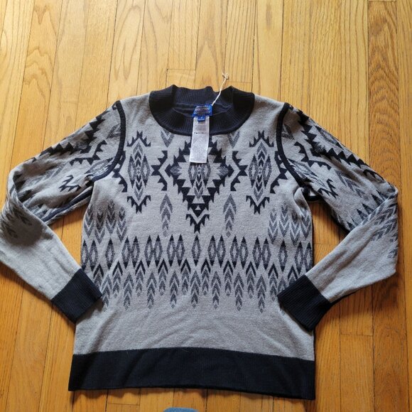 Pendleton Mens Merino Wool Aztec Pattern Sweater Black/Grey Medium - Picture 3 of 4